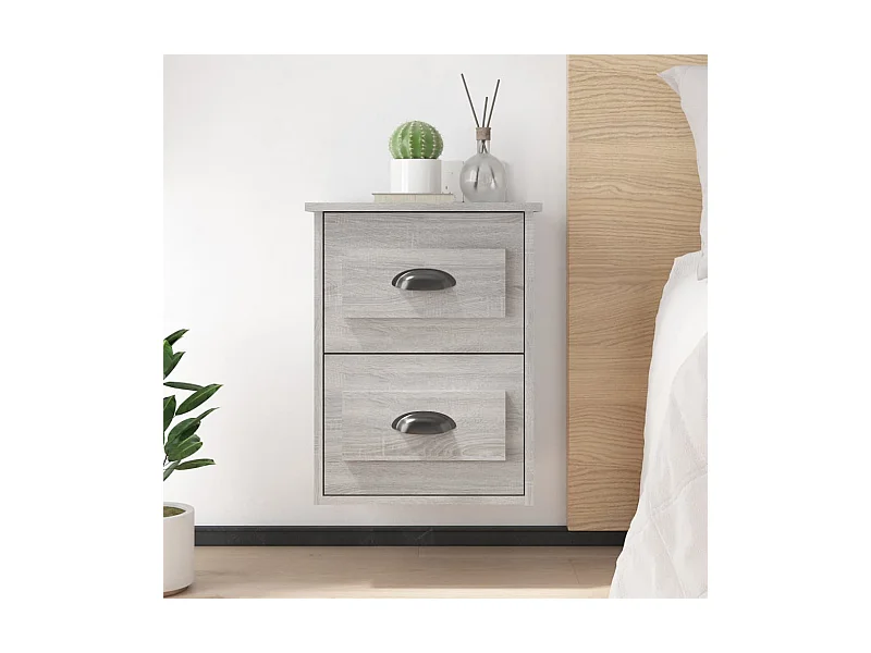 Lot de 2 Tables de chevet murales sonoma gris 41,5x36x53 cm GHR57164