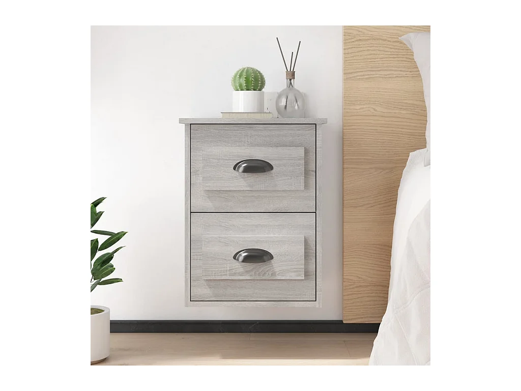 Lot de 2 Tables de chevet murales sonoma gris 41,5x36x53 cm GHR57164