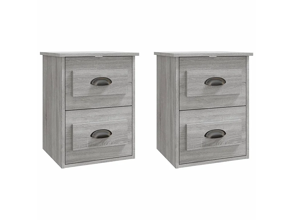 Lot de 2 Tables de chevet murales sonoma gris 41,5x36x53 cm GHR57164