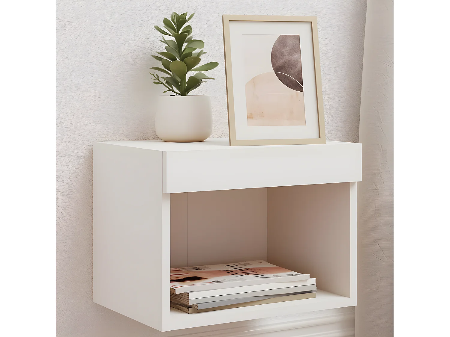 Mesa de cabeceira de parede com luzes LED branco PT37402