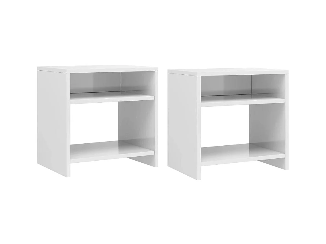 Lot de 2 Tables de chevet Blanc brillant 40 x 30 x 40 cm Aggloméré GHR23291