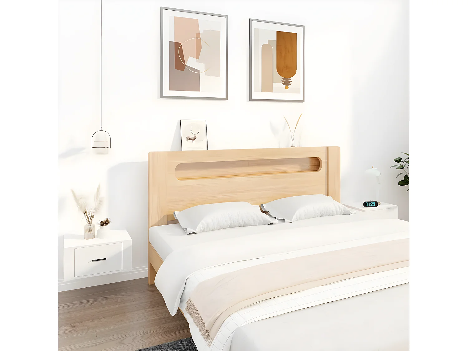 Lot de 2 Tables de chevet murales Blanc 50x36x25 cm GHR74681