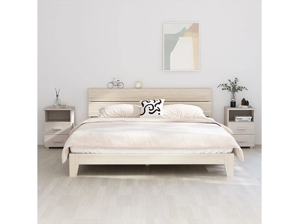 Mesas cabeceira HAMAR 2pcs 40x35x62 cm pinho maciço branco PT45243