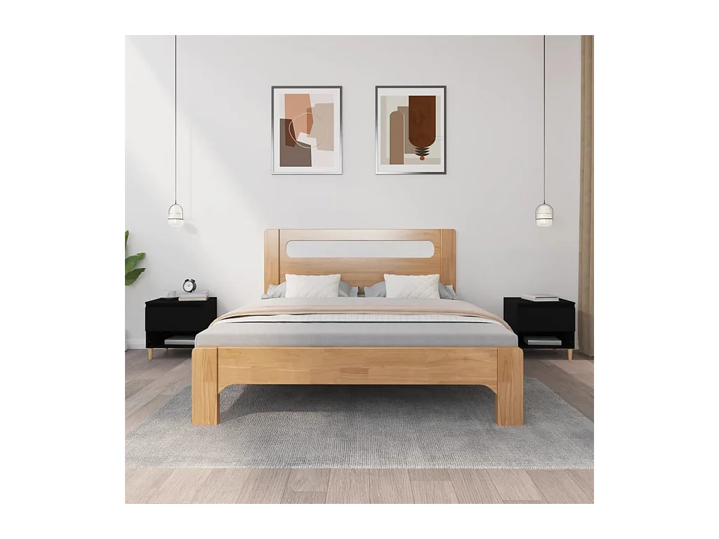 Lote de 2 Mesitas de noche contrachapada negro 50x46x50 cm ES63152