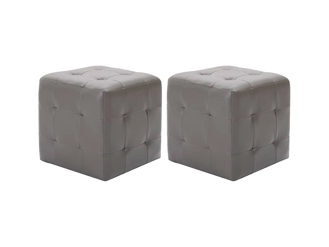 Lot de 2 Tables de chevet Gris 30x30x30 cm Similicuir GHR44629
