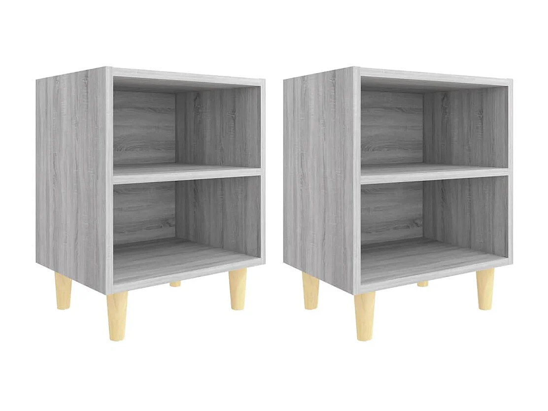 Lot de 2 Tables de chevet pieds en bois Sonoma gris 40x30x50 cm GHR63767