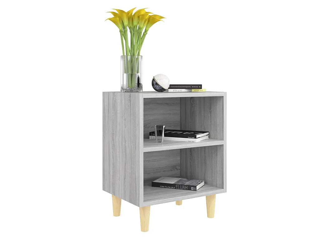 Lot de 2 Tables de chevet pieds en bois Sonoma gris 40x30x50 cm GHR63767