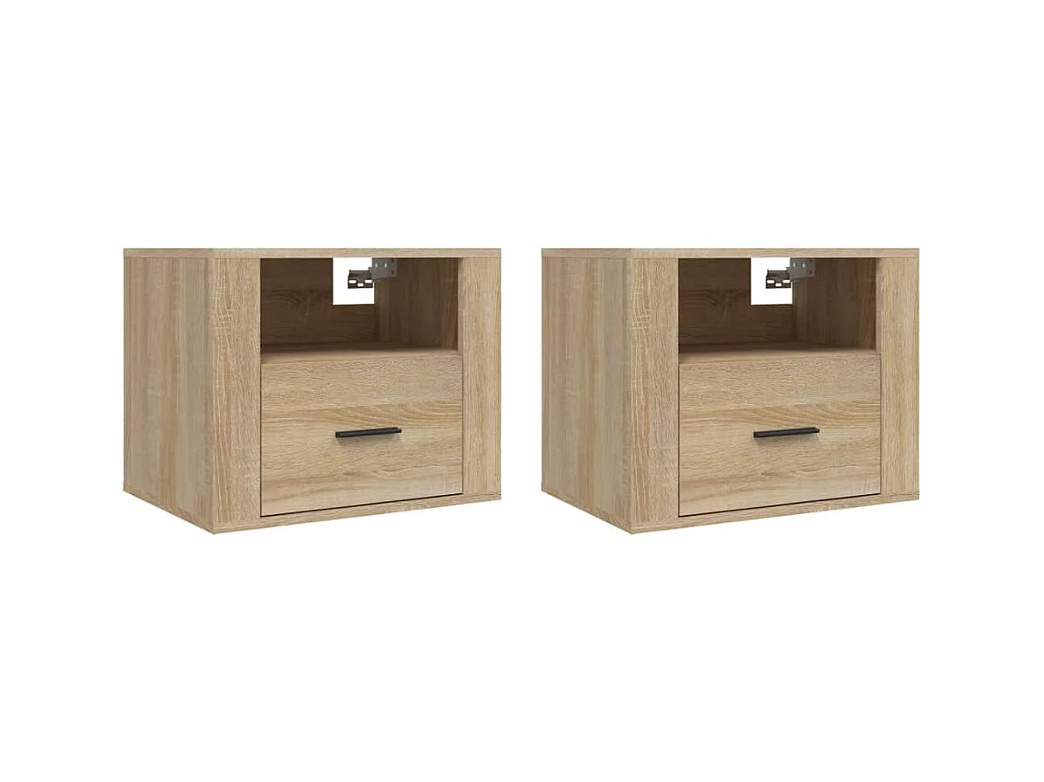 Lot de 2 Tables de chevet murales Chêne sonoma 50x36x40 cm GHR15778