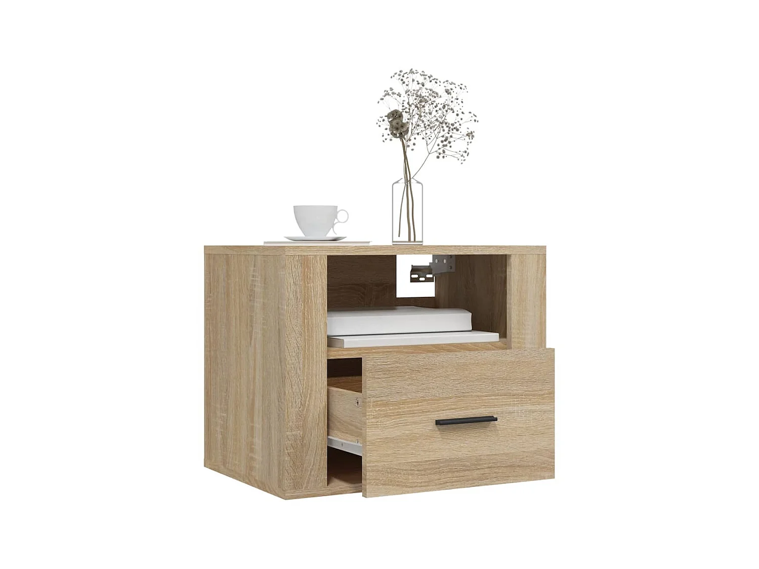 Lot de 2 Tables de chevet murales Chêne sonoma 50x36x40 cm GHR15778