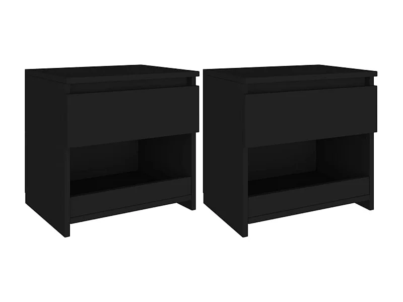 Lot de 2 Tables de chevet Noir 40x30x39 cm Aggloméré GHR58702