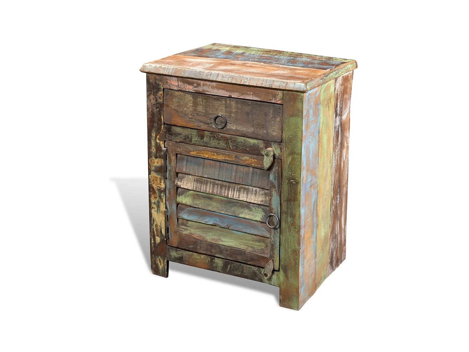 Mesa auxiliar con 1 cajón y 1 puerta madera reciclada  ES77226