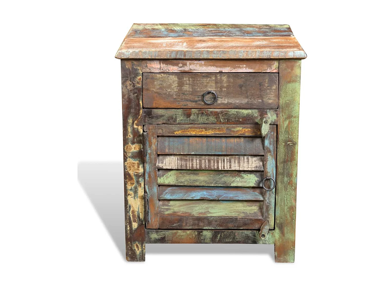 Mesa auxiliar con 1 cajón y 1 puerta madera reciclada  ES77226