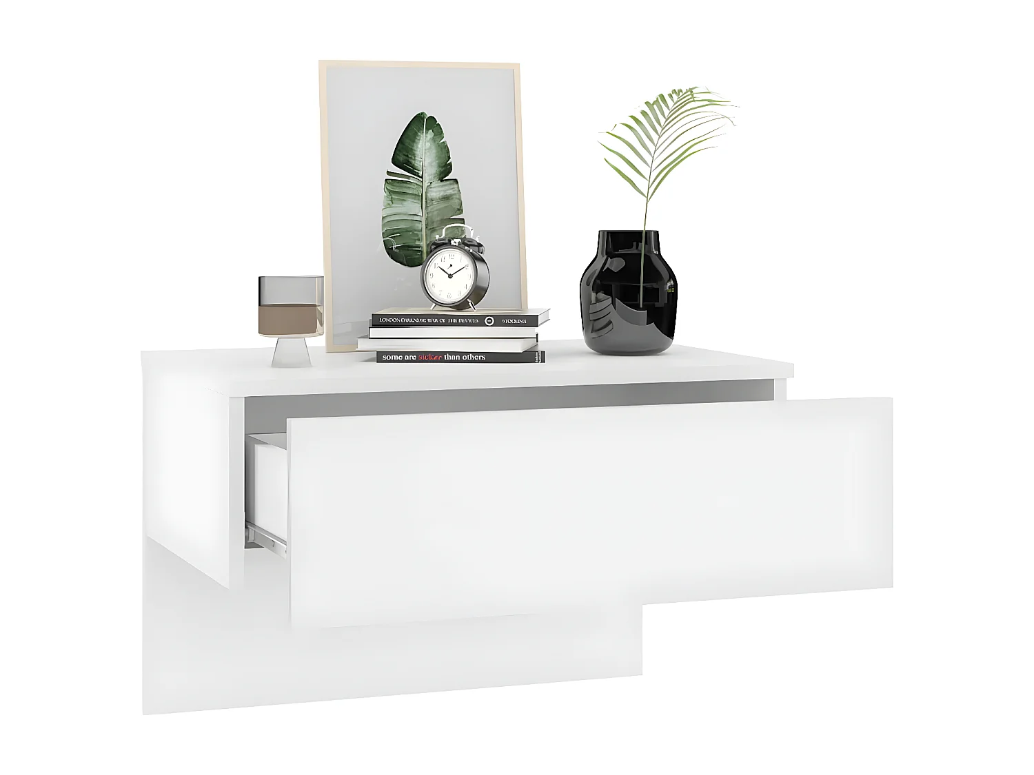 Lote de 2 Mesitas de noche de pared blanco brillante ES86542