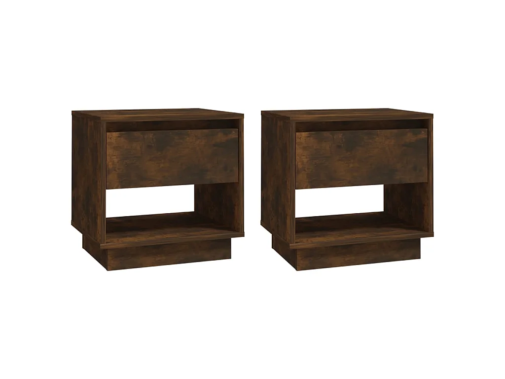 Lot de 2 Tables de chevet Chêne fumé 45x34x44 cm Aggloméré GHR64270