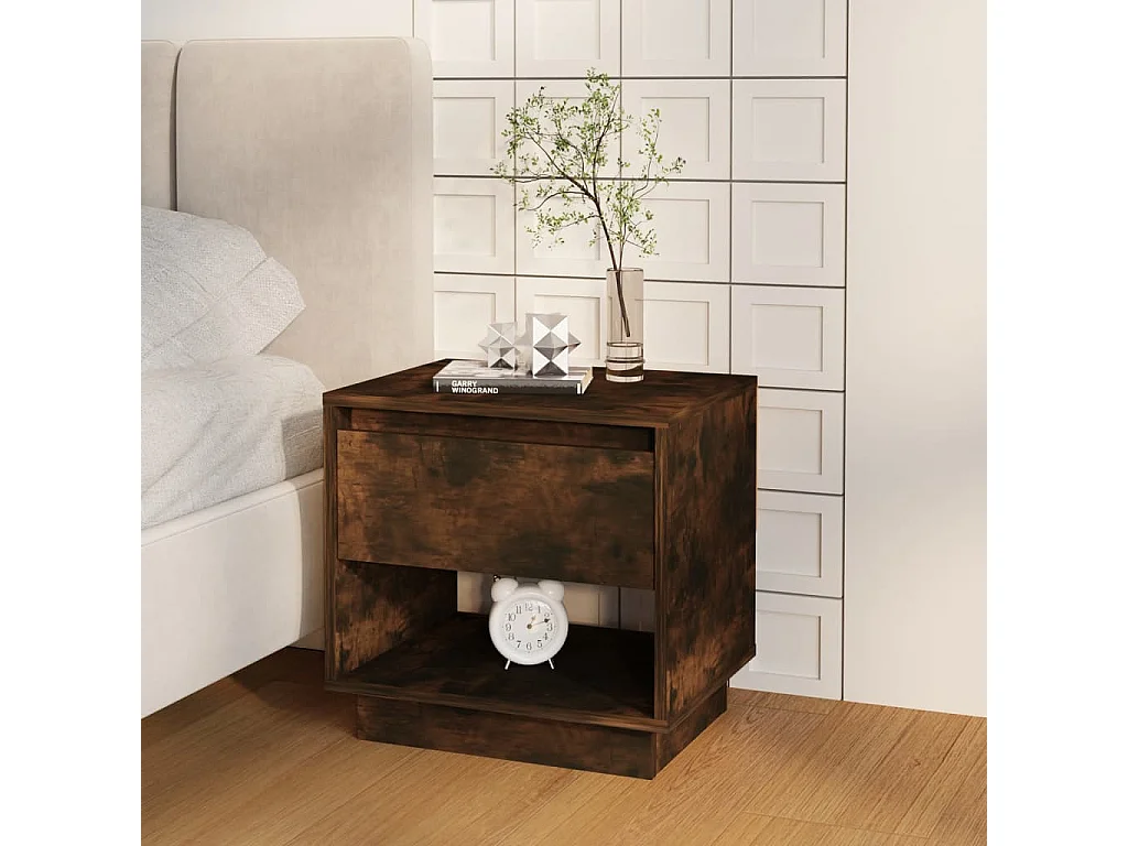 Lot de 2 Tables de chevet Chêne fumé 45x34x44 cm Aggloméré GHR64270