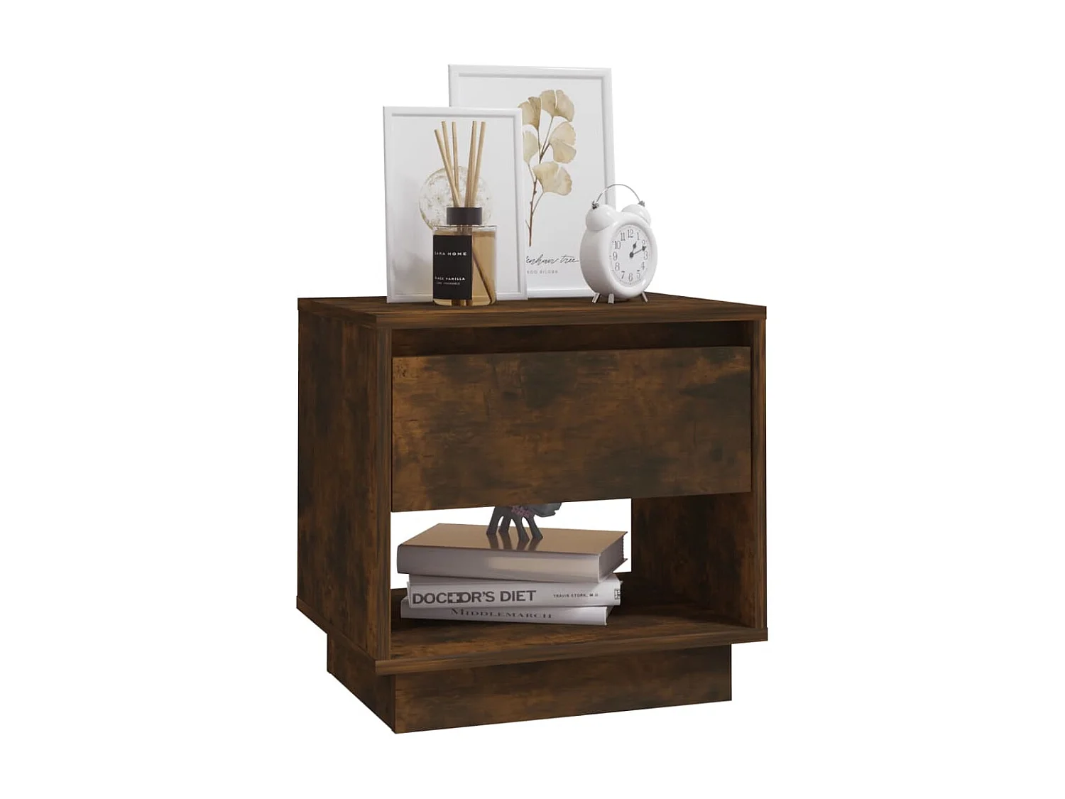 Lot de 2 Tables de chevet Chêne fumé 45x34x44 cm Aggloméré GHR64270