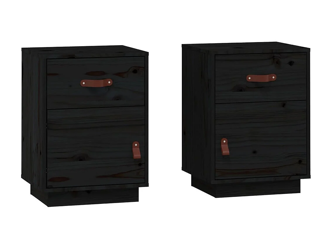 Lot de 2 Tables de chevet Noir 40x34x55 cm Bois de pin massif GHR52419