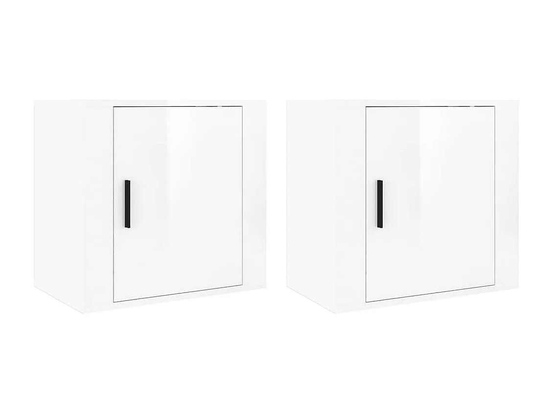 Lot de 2 Tables de chevet murales Blanc brillant 50x30x47 cm GHR28025