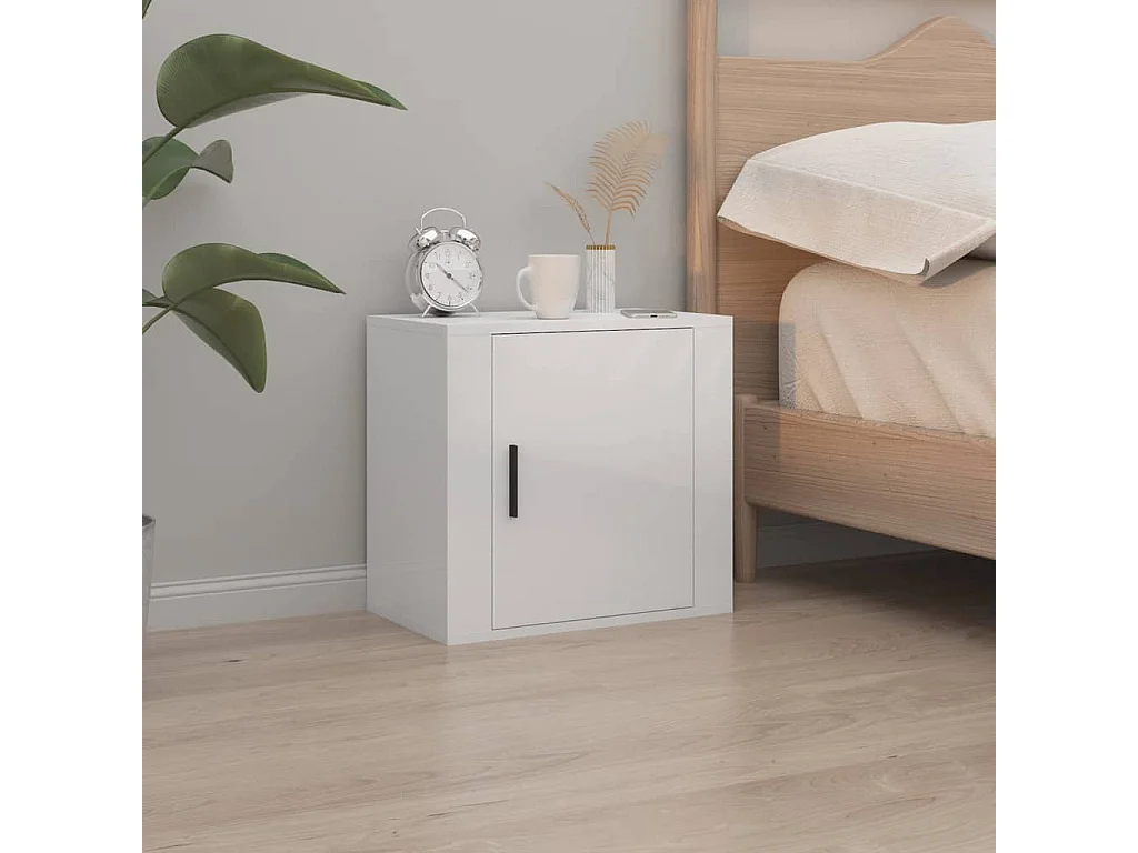Lot de 2 Tables de chevet murales Blanc brillant 50x30x47 cm GHR28025