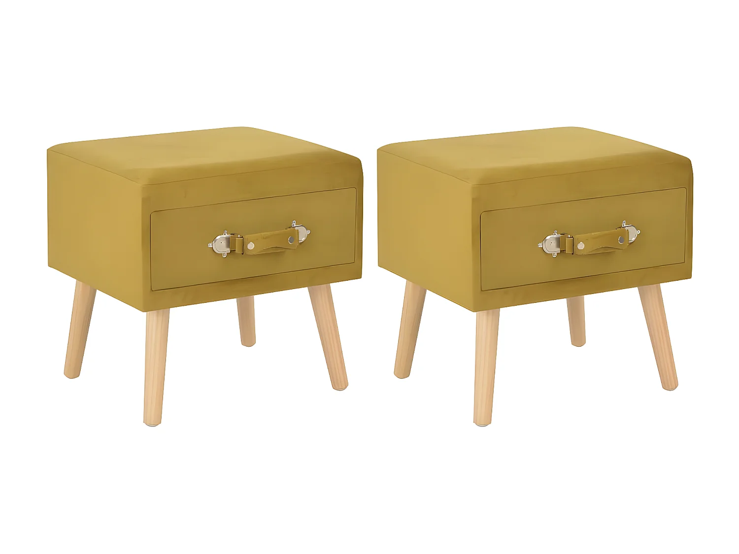 Mesas-de-cabeceira 2 pcs 40x35x40 cm veludo mostarda PT81693