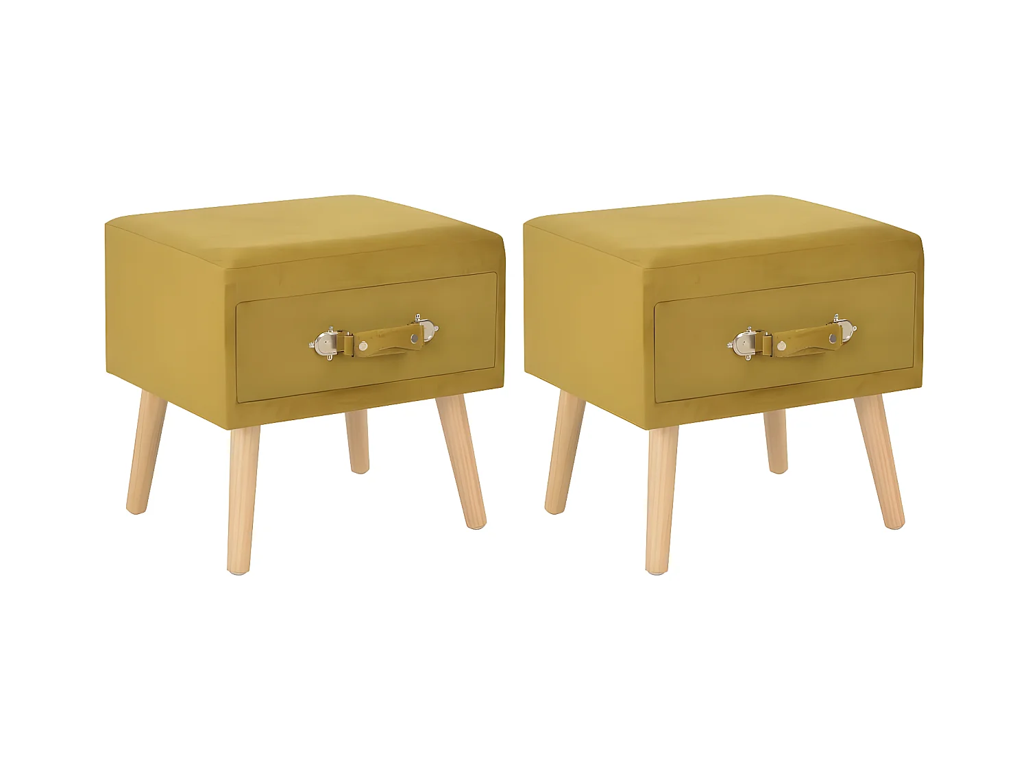 Lot de 2 Tables de chevet Moutarde 40x35x40 cm Velours GHR44467
