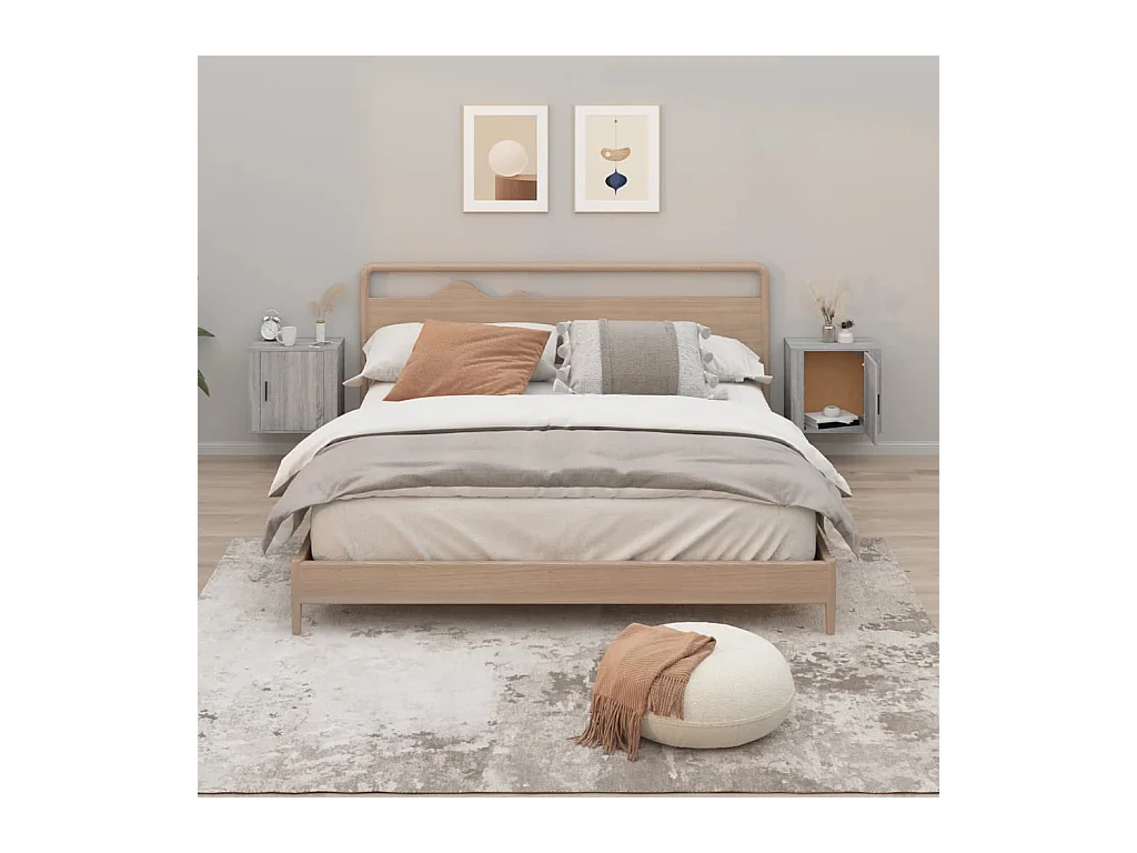 Lot de 2 Tables de chevet murales Sonoma gris 50x30x47 cm GHR67159