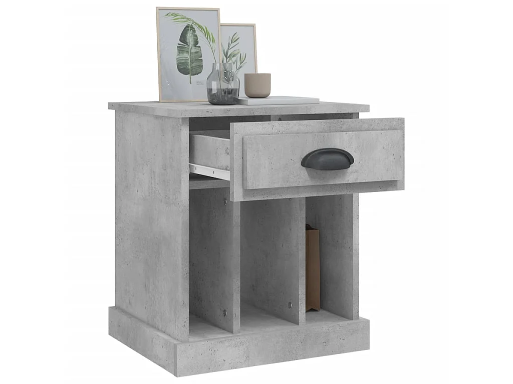 Lote de 2 Mesitas de noche gris hormigón 43x36x50 cm ES82492