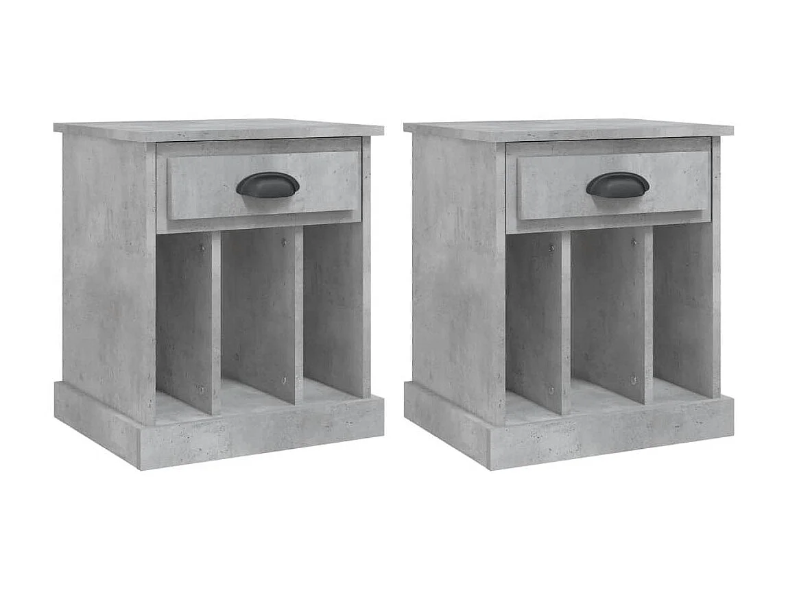 Lote de 2 Mesitas de noche gris hormigón 43x36x50 cm ES82492