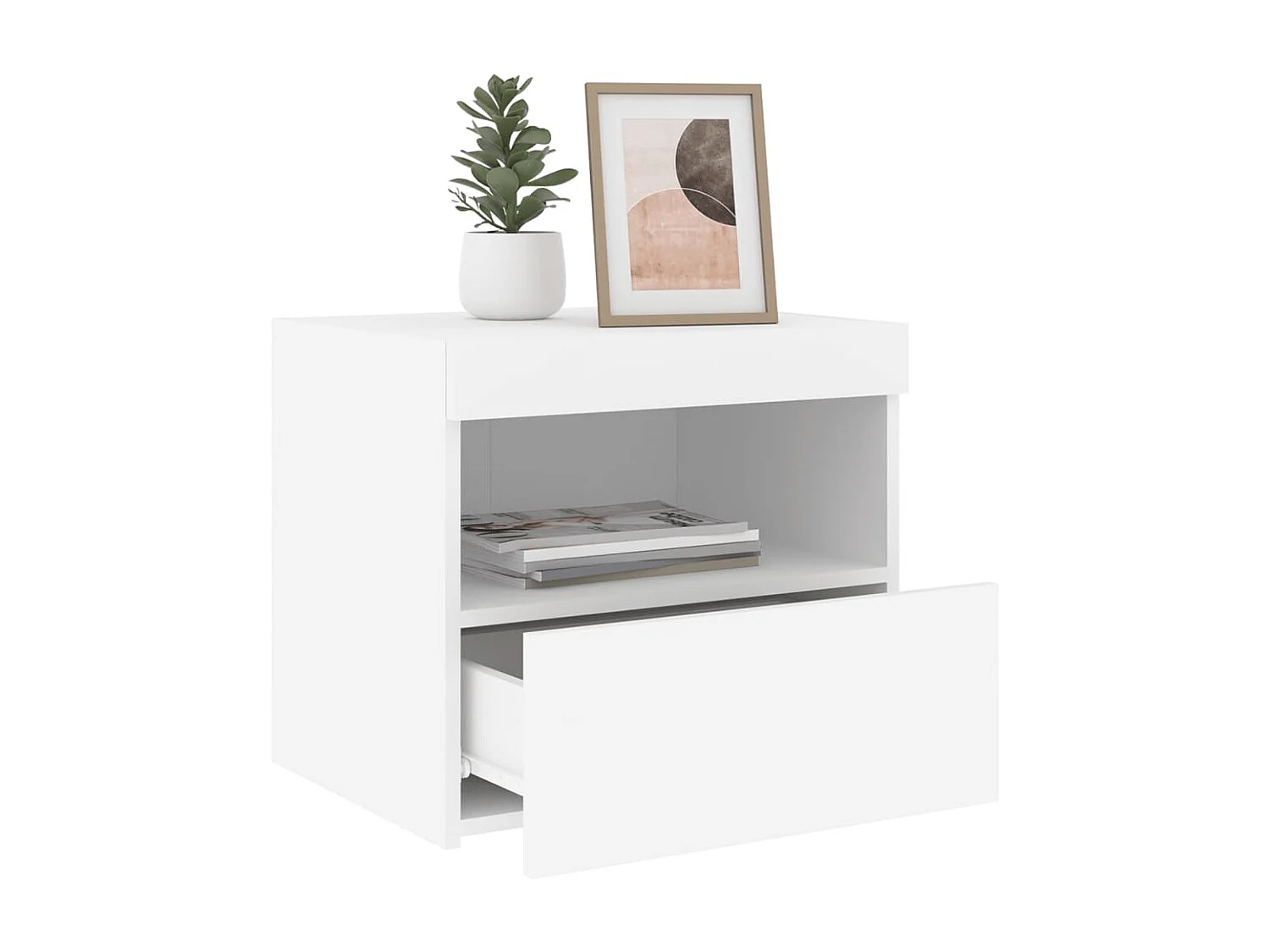 Table de chevet avec lumières LED blanc 50x40x45 cm GHR95663