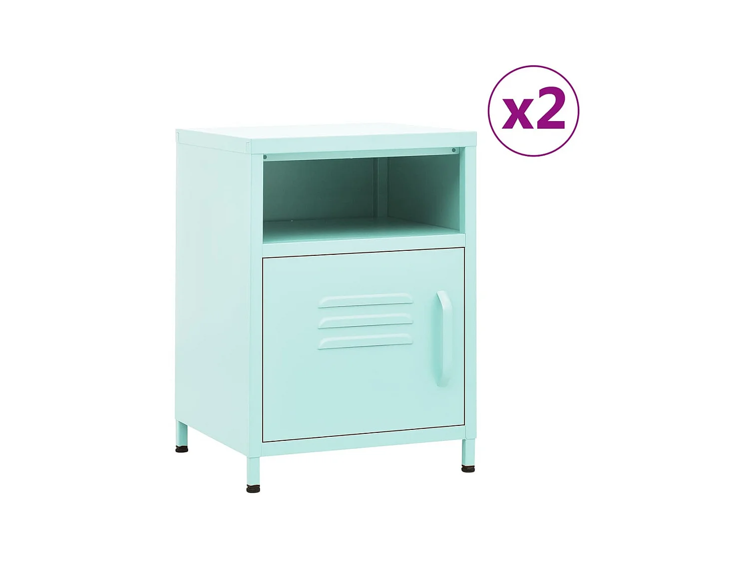 Lot de 2 Tables de chevet Vert menthe 35x35x51 cm Acier GHR77245