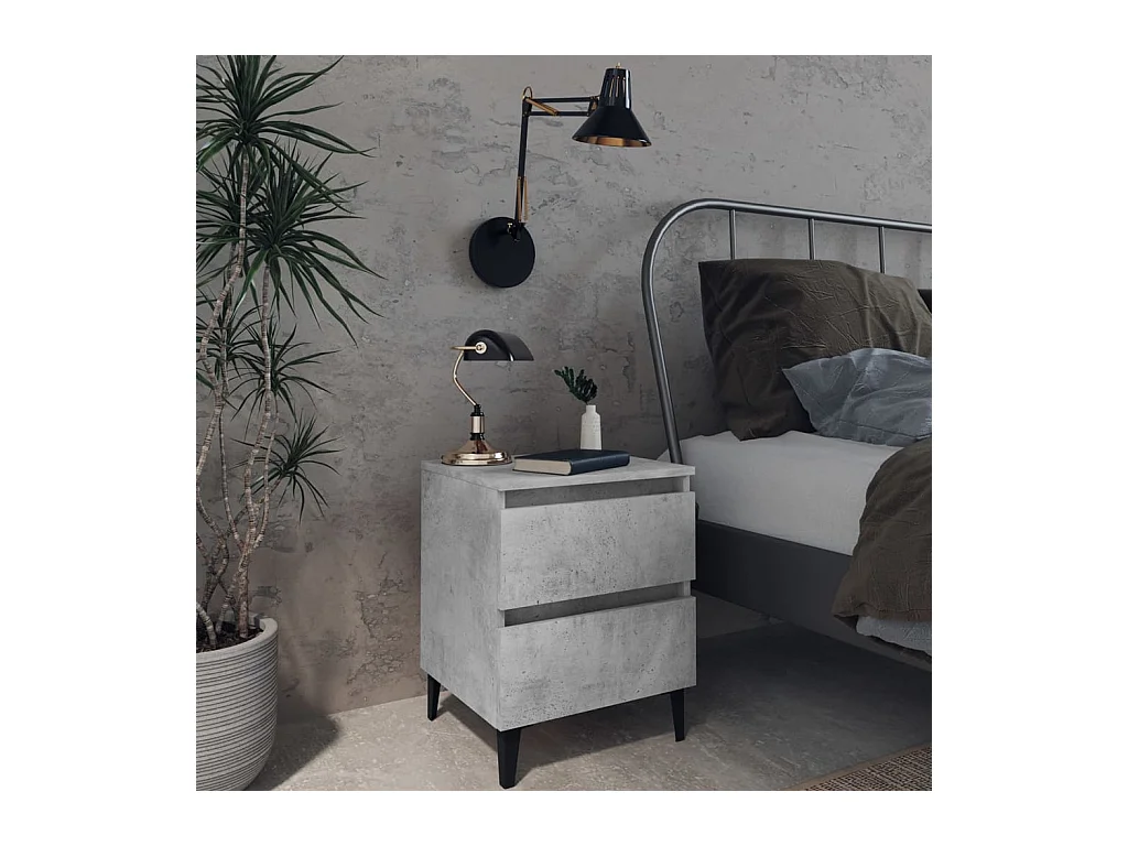 Lot de 2 Tables de chevet Gris béton 40x35x50 cm Aggloméré GHR20065