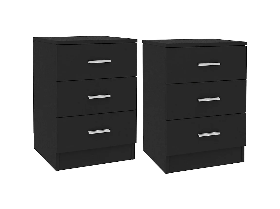 Lot de 2 Tables de chevet Noir 38 x 35 x 56 cm Aggloméré GHR94179