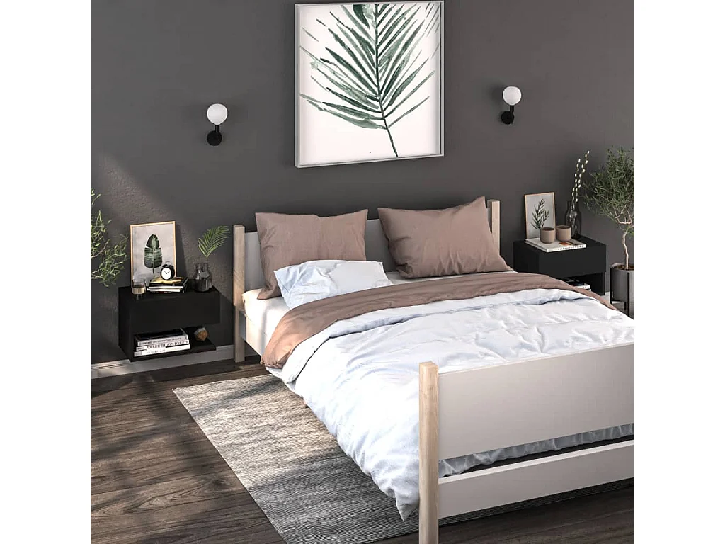 Table de chevet murale Noir GHR47739