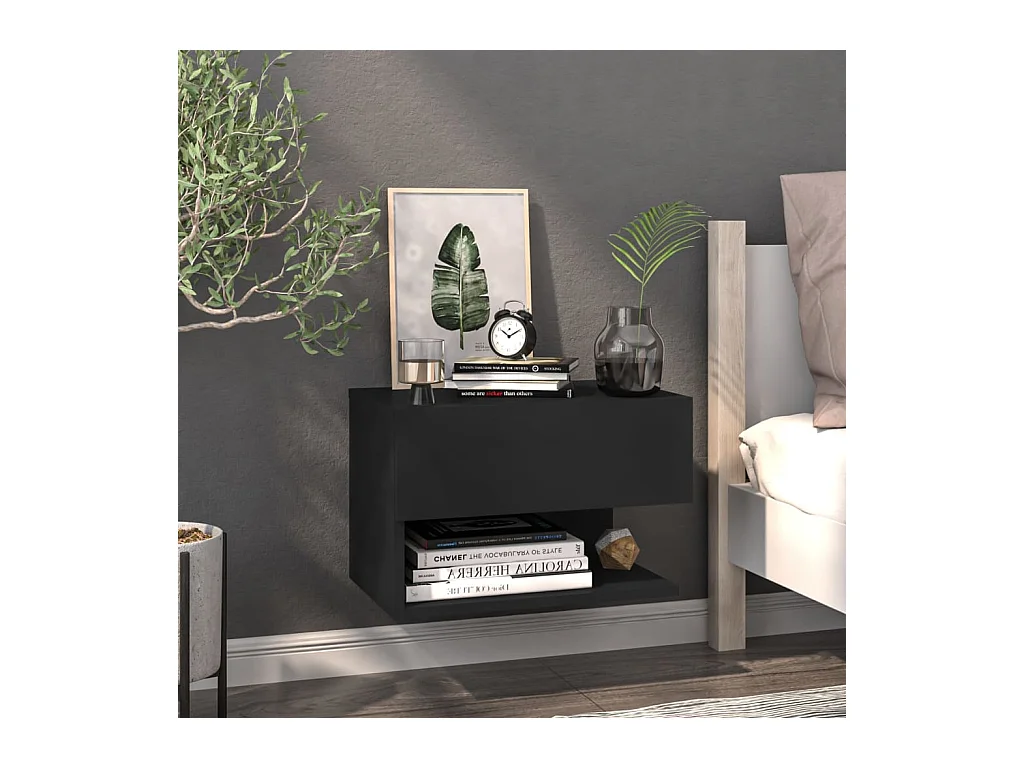Table de chevet murale Noir GHR47739