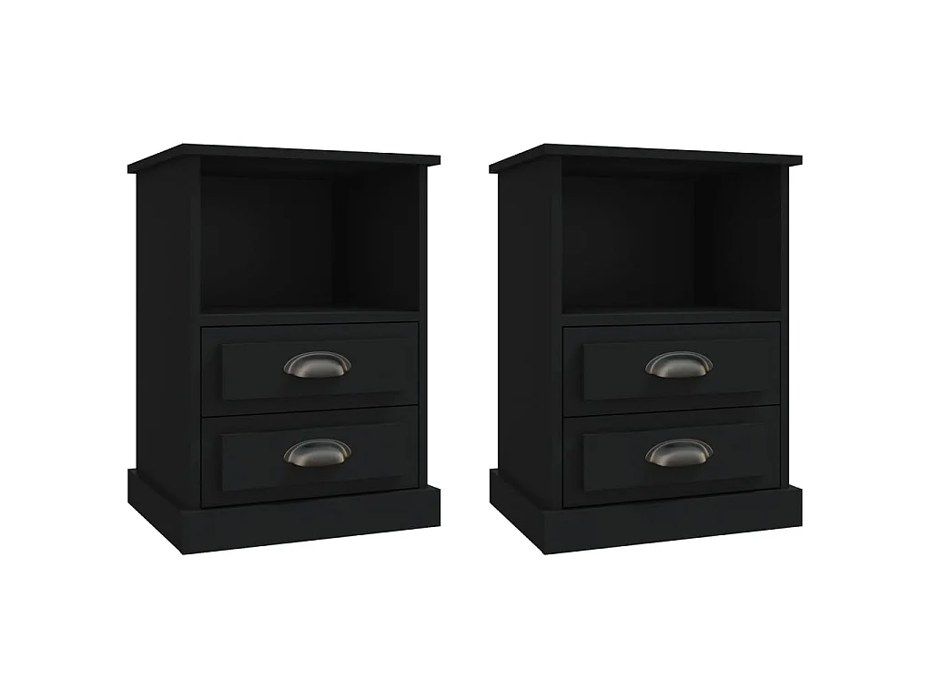 Lot de 2 Tables de chevet noir 43x36x60 cm GHR21570