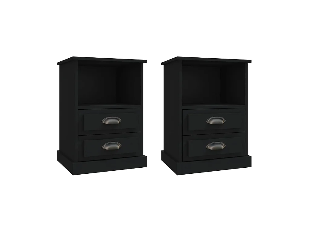 Lot de 2 Tables de chevet noir 43x36x60 cm GHR21570