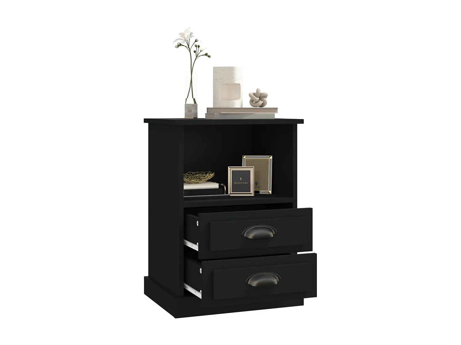 Lot de 2 Tables de chevet noir 43x36x60 cm GHR21570