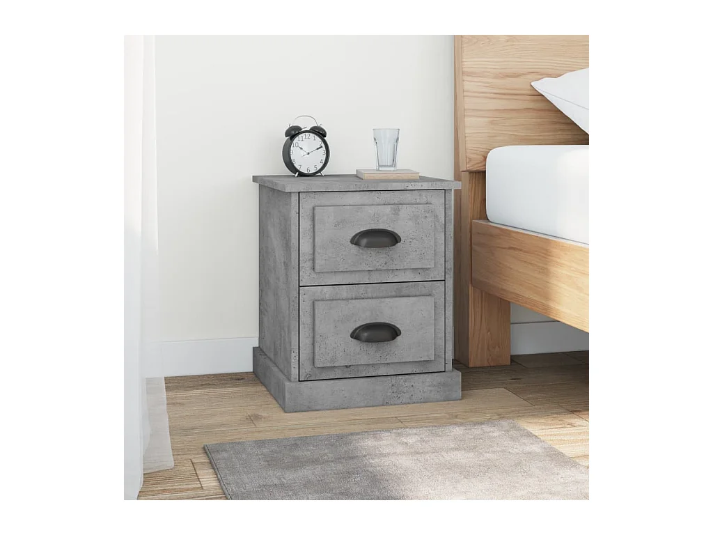 Lot de 2 Tables de chevet gris béton 39x39x47,5 cm bois ingénierie GHR58594