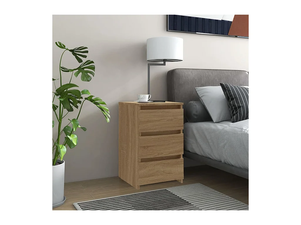 Lot de 2 Tables de chevet Chêne sonoma 40x35x62,5 cm Aggloméré GHR53893
