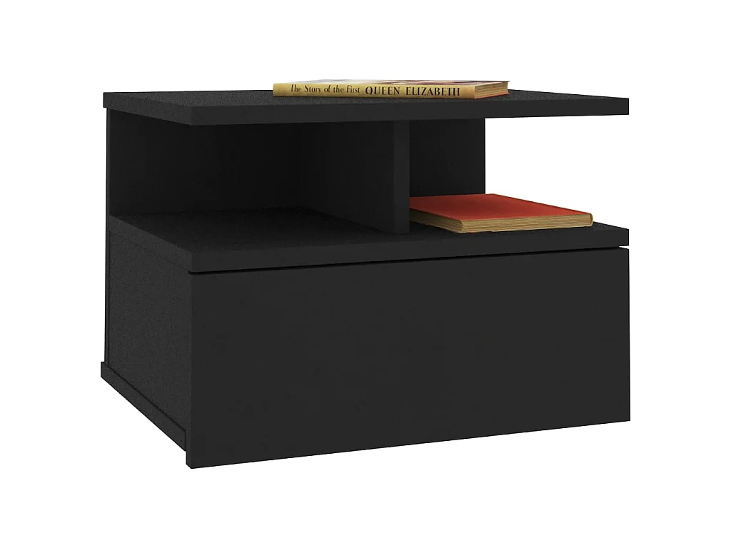 Lot de 2 Tables de chevet flottantes Noir 40x31x27 cm Aggloméré GHR29236