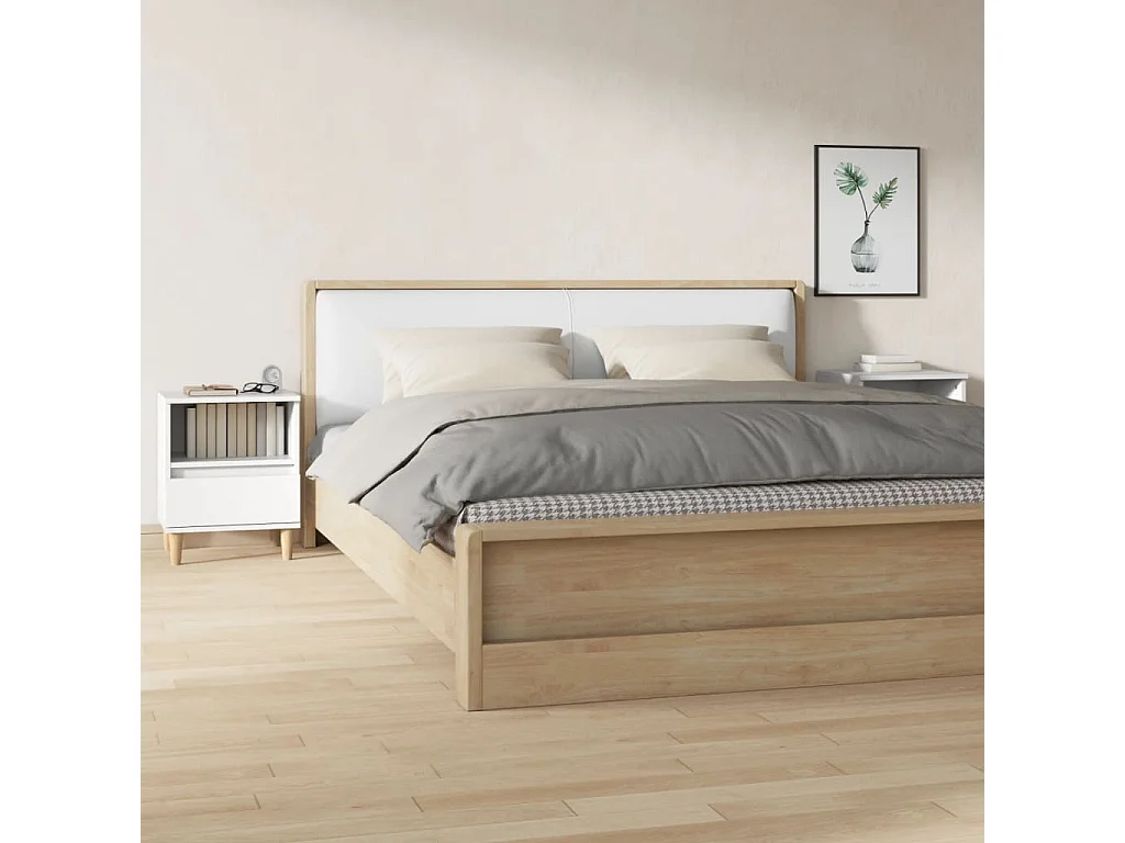 Lote de 2 Mesitas de noche color blanco 40x35x50 cm ES74661