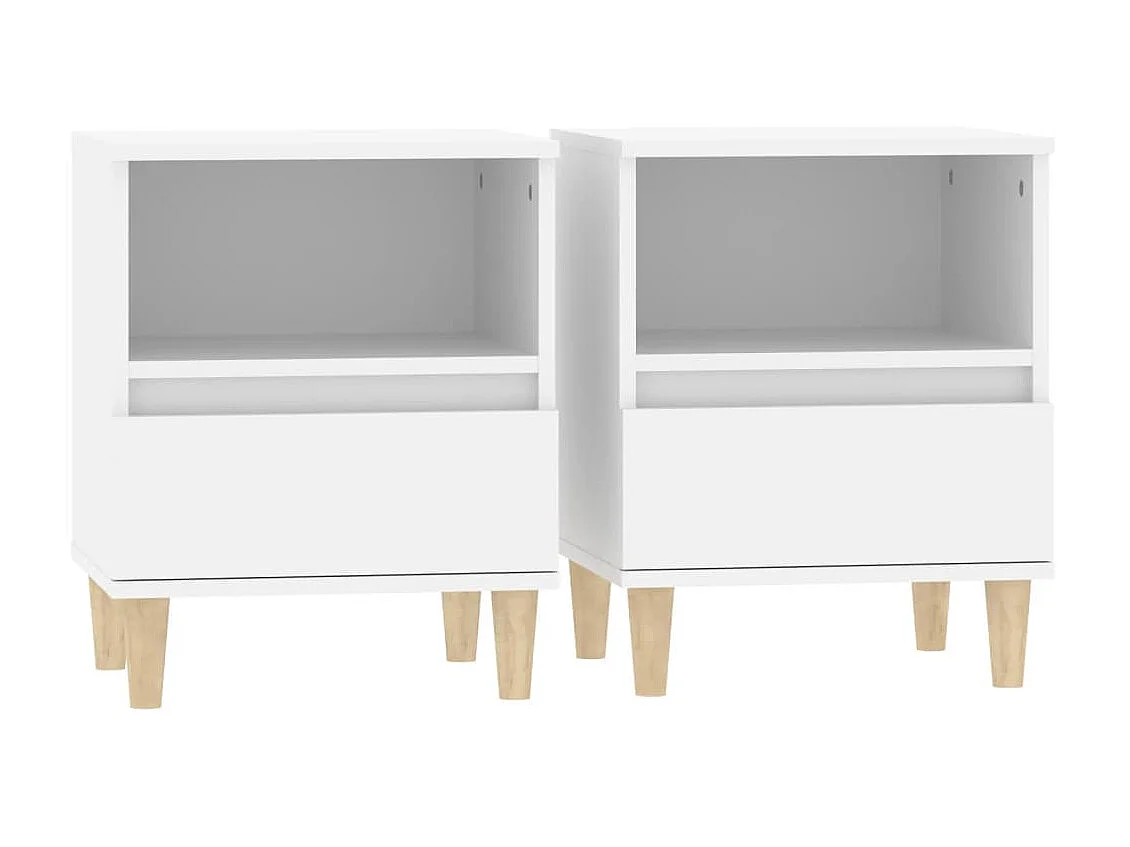 Lote de 2 Mesitas de noche color blanco 40x35x50 cm ES74661