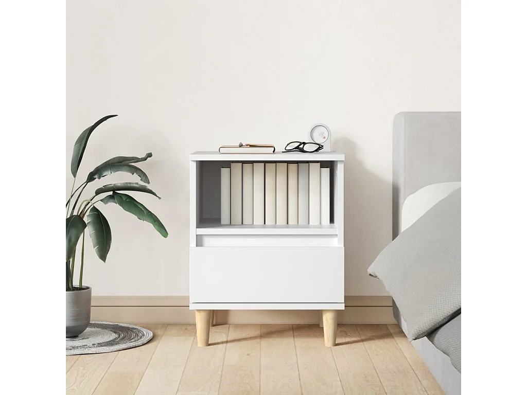 Lot de 2 Tables de chevet Blanc 40x35x50 cm GHR59477