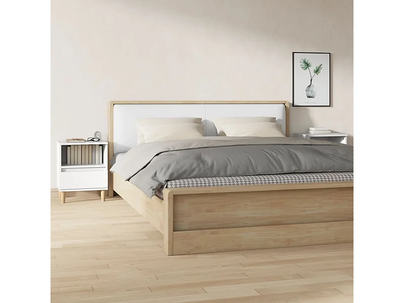 Lot de 2 Tables de chevet Blanc 40x35x50 cm GHR59477