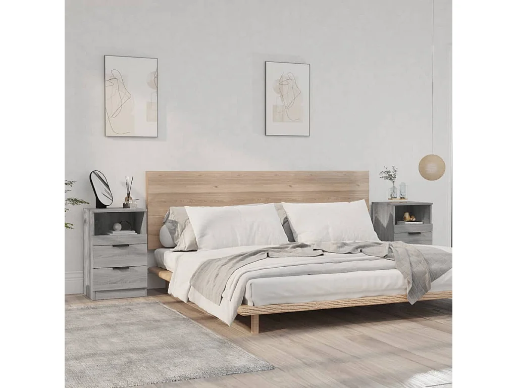 Lot de 2 Tables de chevet Sonoma gris Bois d'ingénierie GHR52716