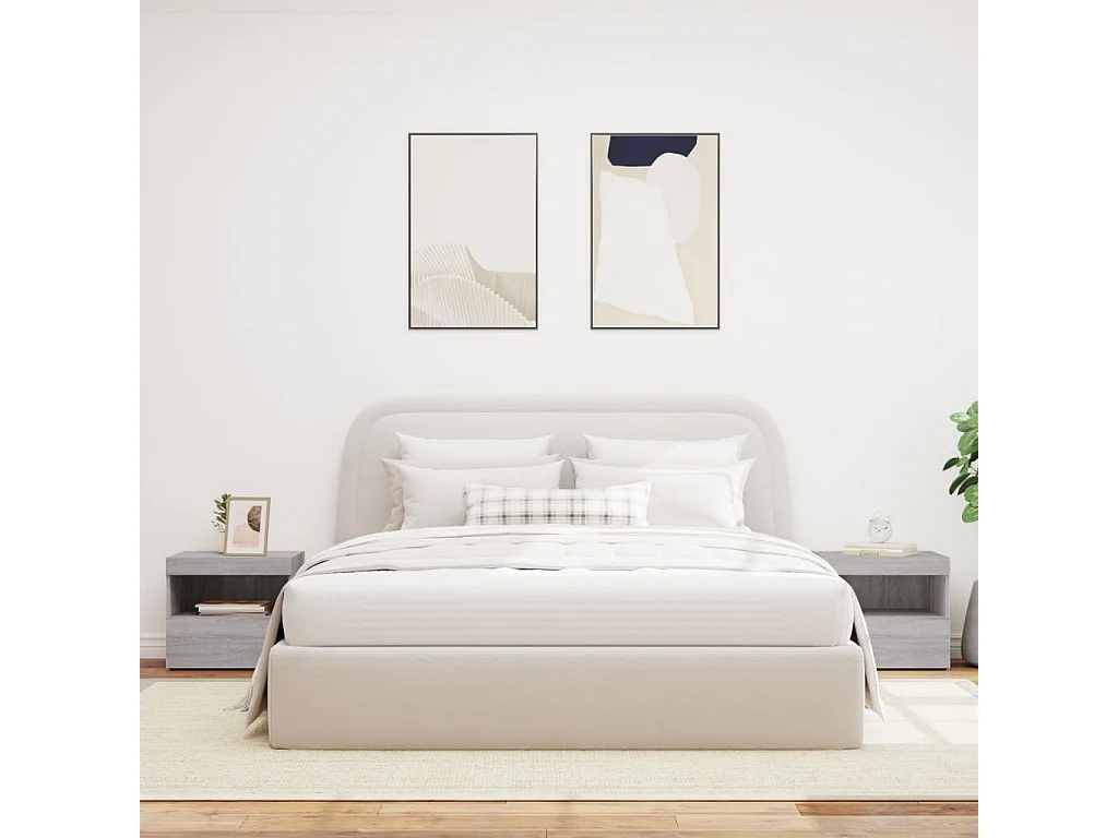 Lote de 2 Mesitas de noche con luces LED gris Sonoma 50x40x45 cm ES10252