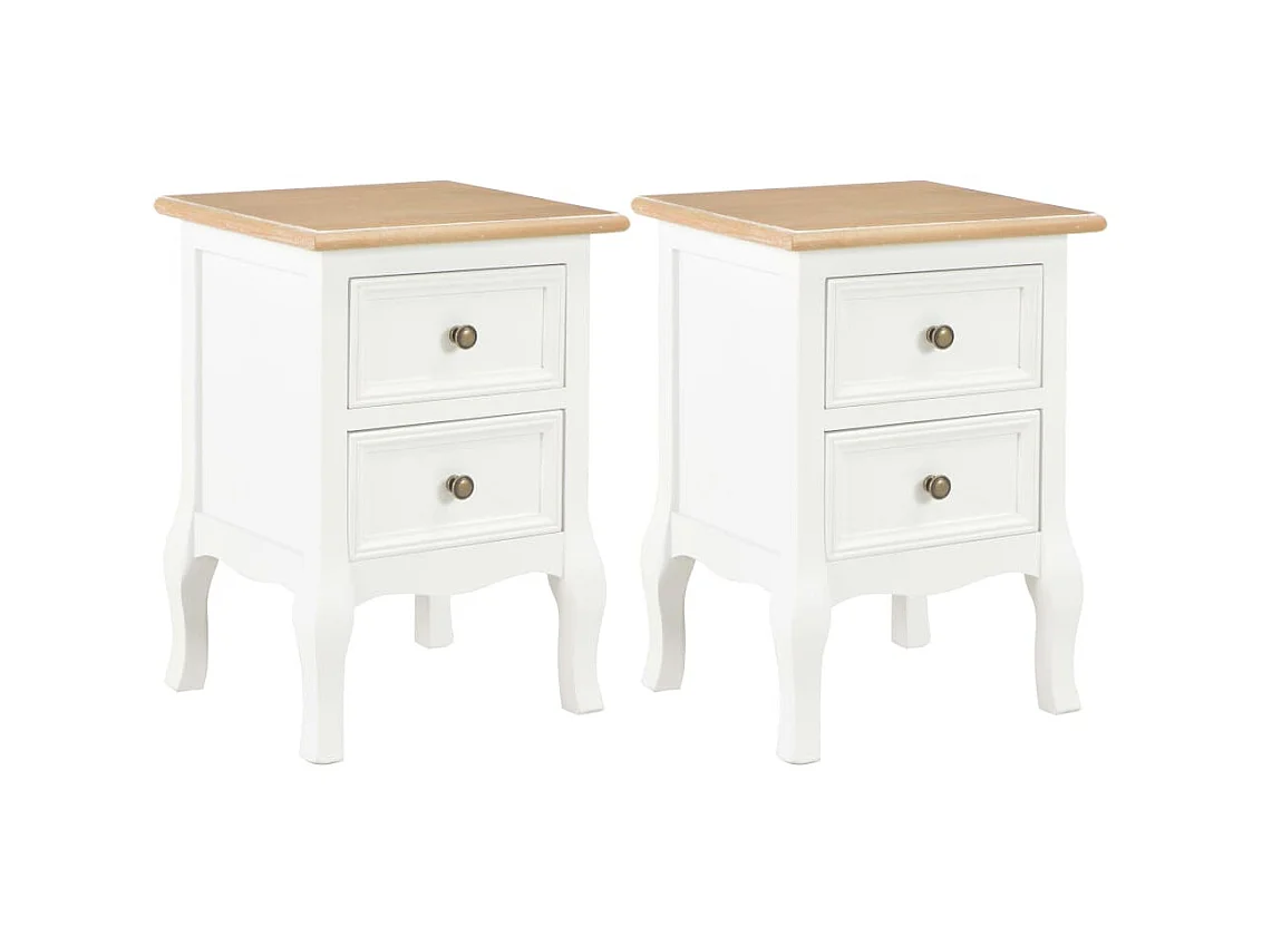 Lot de 2 Tables de chevet blanc 35x30x49 cm MDF GHR47205