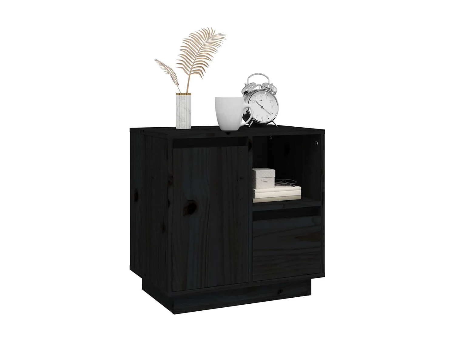 Nachtkastjes 2 st 50x34x50 cm massief grenenhout zwart NL40857