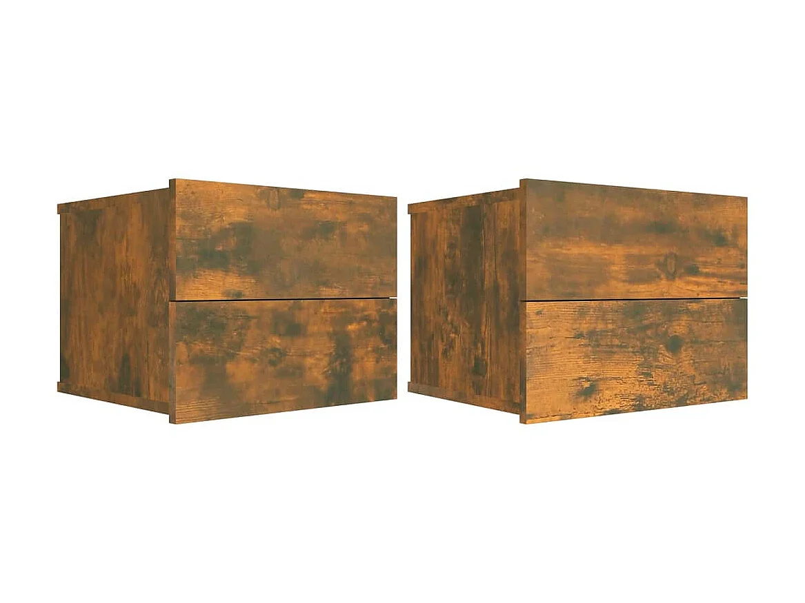 Lot de 2 Tables de chevet Chêne fumé 40x30x30 cm Bois d'ingénierie GHR24277