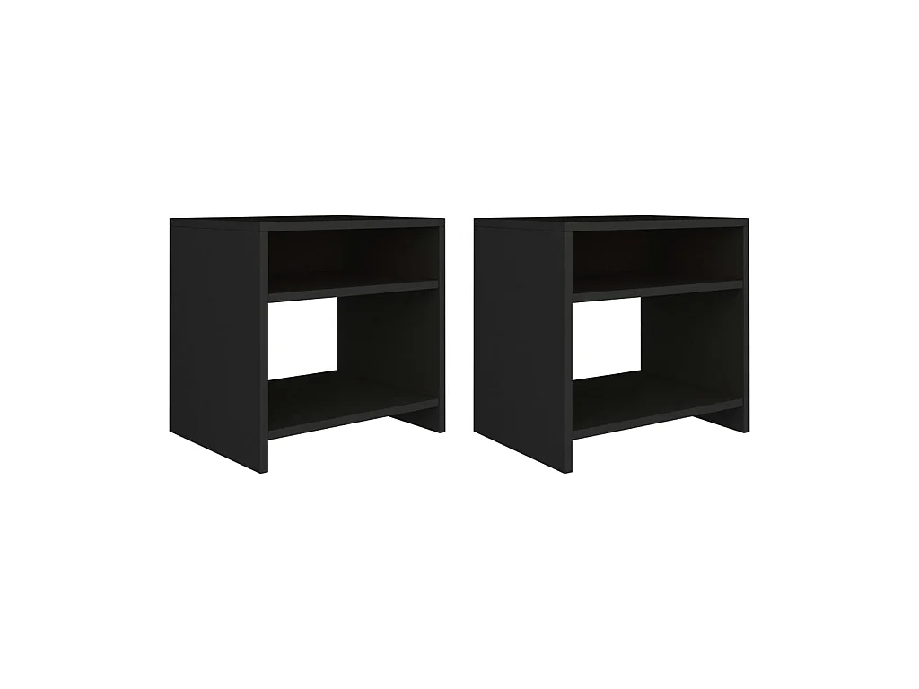 Lot de 2 Tables de chevet Noir 40x30x40 cm Bois d'ingénierie GHR33630